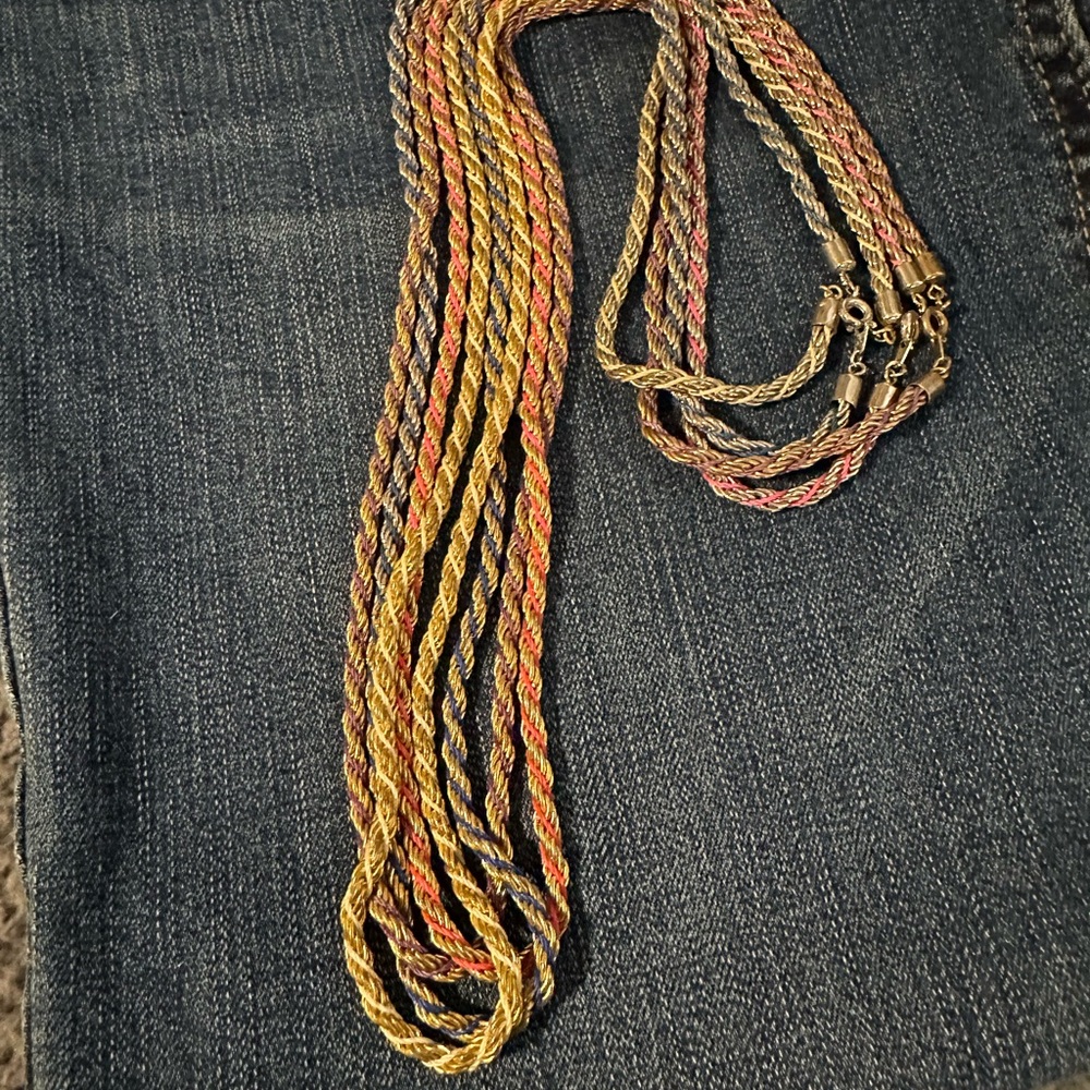 4 Vintage Multicolor Braided Necklace’s